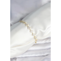 Mey İthalat® Zirkon Taşlı Pirinç Yonca Model Bileklik