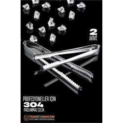 Mey İthalat® Buz Maşası - Şeker Limon Maşası Kokteyl Servis Maşası 2li PAKET 304 Paslanmaz Çelik 721752