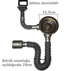 Mey İthalat® Çöpmak Kapalı Taşmalı Körüklü Evye Sifonu 50 mm