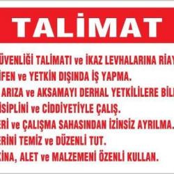 Mey İthalat® İş Güveliği Talimatları Levhası 25x35 KOD:1418