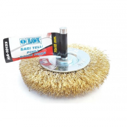 Mey İthalat® Hawk HA10133 Pimli Sarı Tel Daire Fırça 75x10 mm