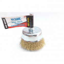 Mey İthalat® Hawk HA10145 Pimli Sarı Tel Çanak Fırça 50 mm