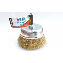 Mey İthalat® Hawk HA10149 Pimli Sarı Tel Çanak Fırça 75 mm