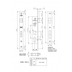 Mey İthalat® Kale 153 U 25 mm Dilli Silindirli Kilit