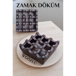 Mey İthalat® Kapaklı Zamak Döküm Kare Küllük Metal Kül Tablası - Kafe Küllüğü KAHVE 721607