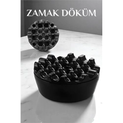 Mey İthalat® Kapaklı Zamak Döküm Yuvarlak Küllük Metal Kül Tablası - Kafe Küllüğü SİYAH 721606