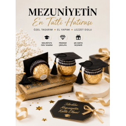 Kep Şapkalı Mezuniyet Çikolatası Hediyelik Özel Tasarım Mezuniyet Hatırası 10 Adet