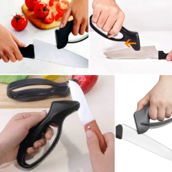 Mey İthalat® Kolay Tutuş Saplı Paslanmaz Çelik Manuel Bıçak Bileme Aleti