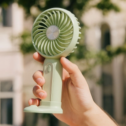 Mey İthalat® Masa Üstü Standlı USB ile Şarj Olabilen 3 Ayarlı Fan Modlu Çanta Tipi El Fanı