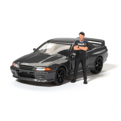 Mey İthalat® 1/64 Nissan Skyline GT-R (R32)Gunmetal W/ Matsuda Figure Tsugio Matsuda Collection