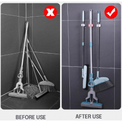 Mey İthalat® 1 Adet Yapışkanlı Pratik Mop Tutucu Beyaz