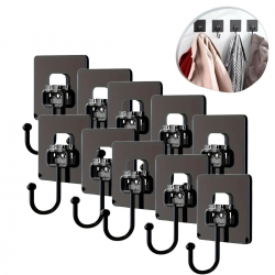 Mey İthalat®  10 Adet Duvara, Dolapa Yapışan Güçlü Yapışkanlı Siyah Duvar Askısı