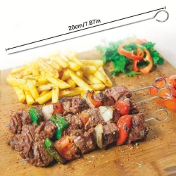 Mey İthalat® 10 Adet Paslanmaz Çelik Mangal Şişi Seti – 20 cm Metal Çöp Şiş ve Izgara Şişleri