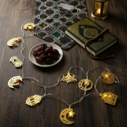 Mey İthalat®  10 Adet Sarkıtlı Karışık Ramazan Temalı LED Işık – Pilli 2 Metre Ramazan Süsü, İslami Dekorasyon, Ev ve Mekanlar İçin Dekoratif Ortam Aydınlat