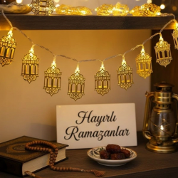 Mey İthalat® 10 Adet Sarkıtlı Ramazan Fenerli LED Işık – Pilli 2 Metre Ramazan Süsü, İslami Dekorasyon, Ev ve Mekanlar İçin Dekoratif Ortam Aydınlatması