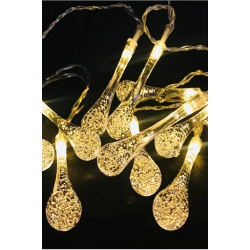 Mey İthalat® 10 LED 2 Metre Sarı Kristal Su Damlası Güneş Enerjili Led Işık