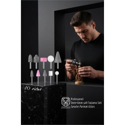 Mey İthalat® 10'lu Dremel Ve Matkap Ucuna Taşlama Seti - 3mm+6mm Şaft Profesyonel Oyma, Şekillendirme ve Rötuş Uçları