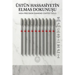 Mey İthalat® 10'lu Elmas Freze Ucu Seti - Protez Tırnak Kalıcı Oje Manikür ve Hobi Tesbih 882/031R 723099