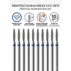 Mey İthalat® 10'lu ORTA SERT Ultra Hassas Elmas Freze Ucu - Kuru Manikür, Tırnak, Hobi, Gravür Seti  723102