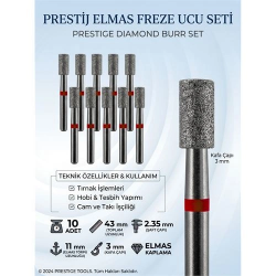 Mey İthalat® 10'lu ORTA SERT Ultra Hassas Elmas Freze Ucu - Kuru Manikür, Tırnak, Hobi, Gravür Seti  723103