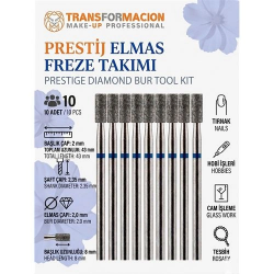 Mey İthalat® 10'lu ORTA SERT Ultra Hassas Elmas Freze Ucu - Kuru Manikür, Tırnak, Hobi, Gravür Seti  723104