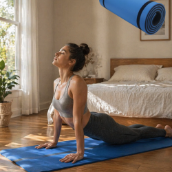 Mey İthalat® 10 mm Fitness ve Pilates Matı Kaydırmaz Taban Konforlu Spor Minderi Hafif Taşınabilir