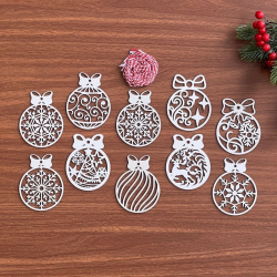 Mey İthalat®  10 Parça Kırmızı Beyaz İpli Fiyonk Model Ahşap Yılbaşı Ağaç Süsü