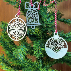 Mey İthalat®  10 Parça Kırmızı Beyaz İpli Karışık Model Ahşap Yılbaşı Ağaç Süsü