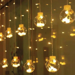 Mey İthalat® 10 Sarkıtlı Kumandalı Dekoratif Top İçi Mini Toplu LED Günışığı Rengi Dekoratif Aydınlatma