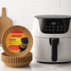 Mey İthalat® 100 Adet Airfryer Kağıdı Su Geçirmez Yağ Tutmaz Pişirme Altlığı