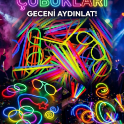 Mey İthalat® 100 Adet Fosforlu Glow Stick Parti Seti | Bileklik, Kolye ve Eğlenceli Işık Çubukları
