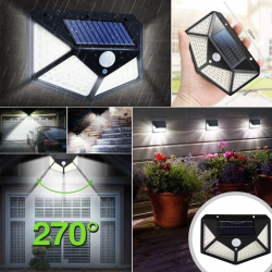 Mey İthalat®  100 Ledli 3 Farklı Aydınlatma Ayarlı Solar Güneş Enerjili Hareket Sensörlü Bahçe Duvar ası