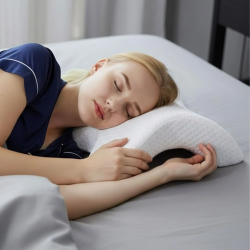 Mey İthalat®  % 100 Visco Kavisli Ortopedik Yıkanabilir Kumaş Kılıflı Bel Boyun Bacak Ağrıları İçin Yastık