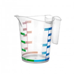 Mey İthalat®  1000 ml Renkli Dereceli Sert Plastik Mutfak Ölçü Kabı