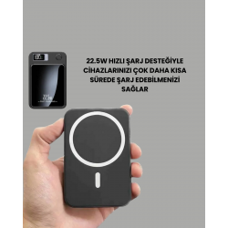 Mey İthalat® 10000mAh Kapasiteli Manyetik USB-C ve Kablosuz Powerbank W09