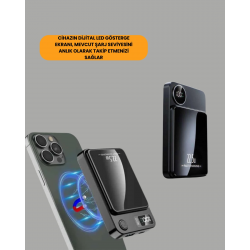 Mey İthalat® 10000mAh Kapasiteli Manyetik USB-C ve Kablosuz Powerbank W09