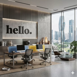 Mey İthalat® 100x35 cm Dev Boy "hello." Yazılı Kırılmaz Pleksi Ayna - Premium Ofis ve Villa Antre Dekoru