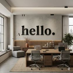 Mey İthalat® 100x35 cm Dev Boy "hello." Yazılı Kırılmaz Pleksi Ayna - Premium Ofis ve Villa Antre Dekoru