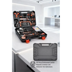 Mey İthalat® 105 Parça Profesyonel Çantalı El Aletleri Seti - Tam kapsamlı Usta Kiti -