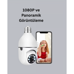 Mey İthalat® 1080P Gece Görüşlü Ampul Güvenlik Kamerası – Kablolu ve Kablosuz Seçenekli