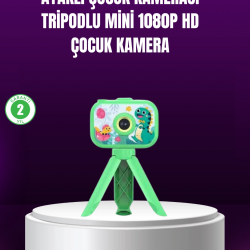 Mey İthalat® 1080P HD Çocuk Vlog Kamerası – Tripod ve Eğitici Oyunlarl