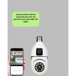 Mey İthalat® 1080P WiFi Ampul Güvenlik Kamerası – Gece Görüş & Uzaktan Erişim