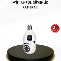 Mey İthalat® 1080P WiFi Ampul Kamera Uzaktan Erişimli Hareket Sensörlü Gece Görüşlü