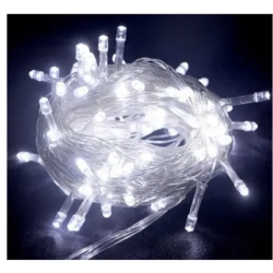Mey İthalat® 10m 100 Led Boncuk Lamba Beyaz Işık Şeffaf Kablo