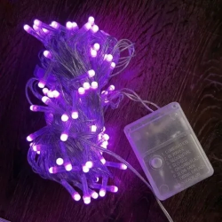 Mey İthalat® 10m 100 Led Damla Uçlu Pembe Işık Şeffaf Kablo