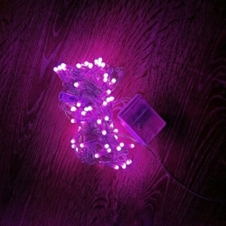 Mey İthalat® 10m 100 Led Damla Uçlu Pembe Işık Şeffaf Kablo