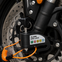 Mey İthalat® 110 dB Alarmlı Disk Fren Kilidi Su Geçirmez Çelik Motosiklet Güvenlik Kilidi
