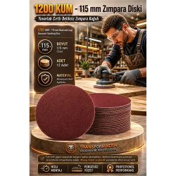 Mey İthalat® 12 ADET 1200 KUM Yuvarlak Cırtlı Zımpara Diski 115 mm Deliksiz Zımpara Kağıdı 723225