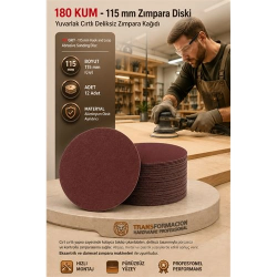 Mey İthalat® 12 ADET 180 KUM Yuvarlak Cırtlı Zımpara Diski 115 mm Deliksiz Zımpara Kağıdı 723218
