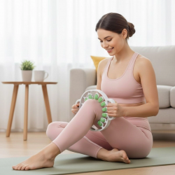 Mey İthalat®  12 Tekerlekli Ayarlanabilir Bacak,Bel ve Kol Masaj Aleti – 360° Tam Daire Derin Doku Kas ve Lenfatik Masaj Silindiri